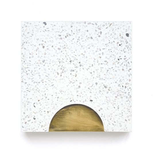 Sunrise (8" x 8") Terrazzo White/Brass