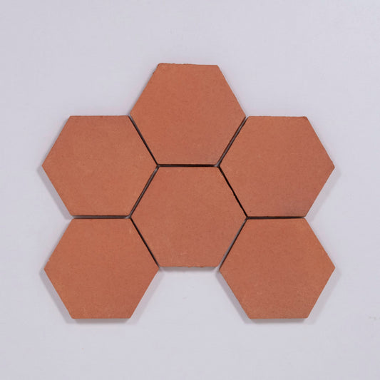 Natural Handmade Terracotta: Hexagon (4") Natural Red