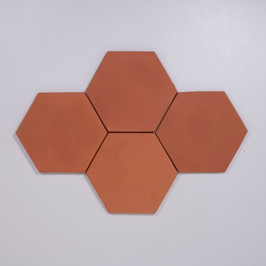 Natural Handmade Terracotta: Hexagon (8") Natural Red