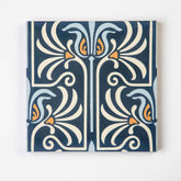 Nouveau (8" x 8") Ridel Blue/Celery/Navy/Peanut