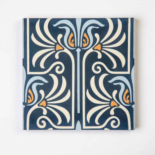 Nouveau (8" x 8") Ridel Blue/Celery/Navy/Peanut