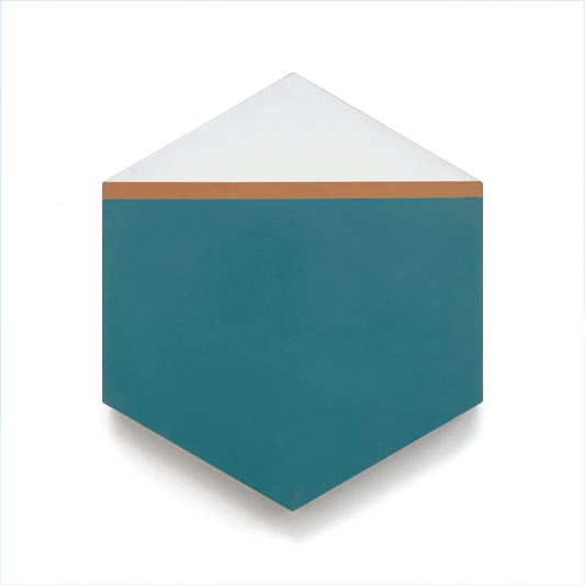 Peak Line Hexagon  (8" x 9") Peacock/Warm White/Pumpkin
