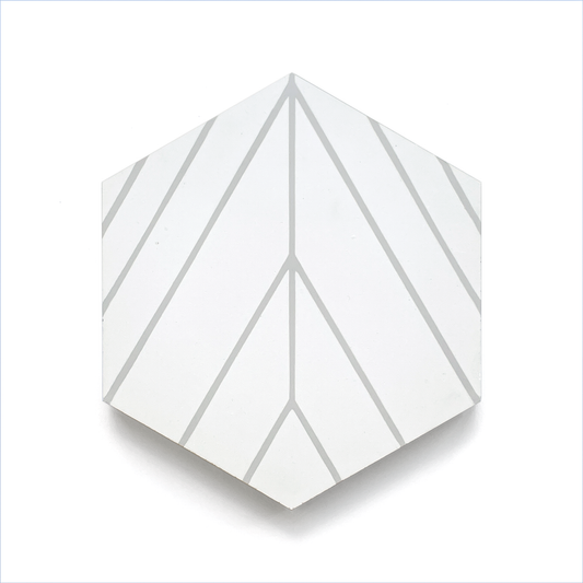 Roots Hexagon  (8" x 9") Warm White/Grey