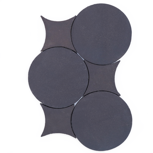 Natural Handmade Terracotta: Circle & Losange (8") Belgian Black