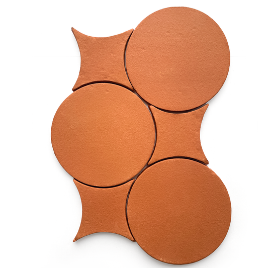 Natural Handmade Terracotta: Circle & Losange (8") Traditional Red