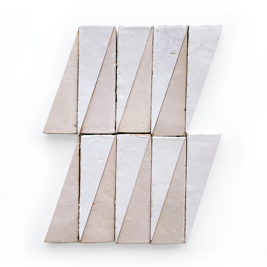 Zellige Triangles (2" x 6") Sailcloth and Natural White