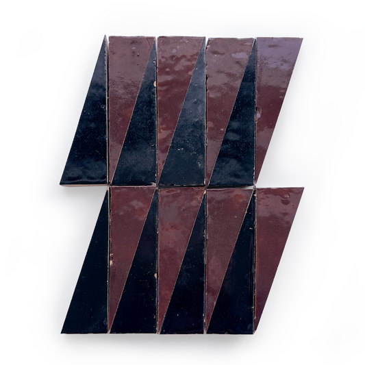 Zellige Triangles (2" x 6") Black and Wild Plum