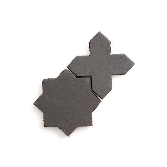 Natural Handmade Terracotta: Star & Cross (8") Belgian Black