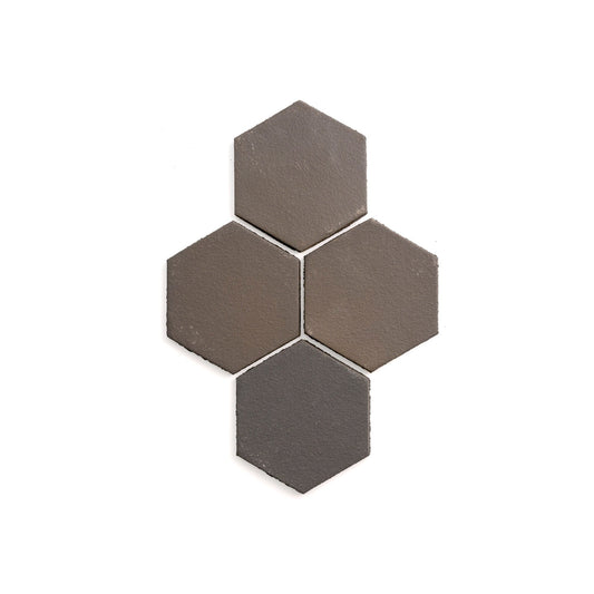 Natural Handmade Terracotta: Hexagon (6") Belgian Black