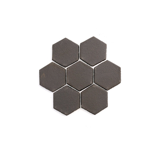 Natural Handmade Terracotta: Hexagon (4") Belgian Black